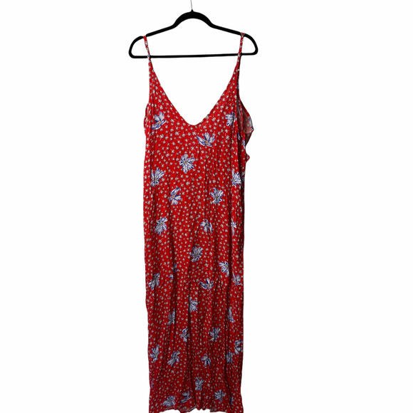 BEACH RIOT Mila Ruffle Maxi Dress Floral Red L - Picture 2 of 8